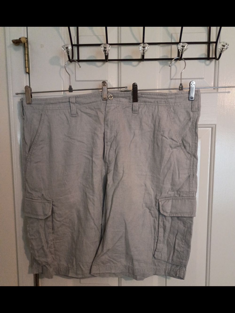 Apt 9 Men's Light Gray Linen Cargo Shorts Size 42 12" Inseam